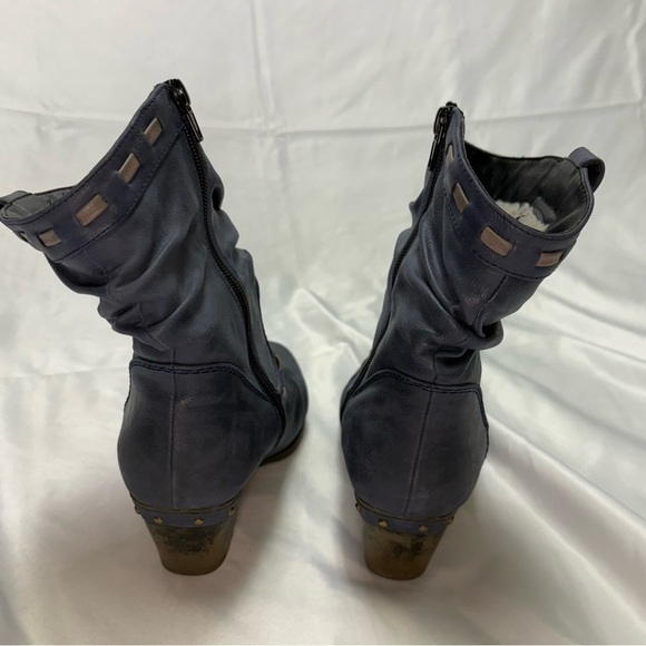 Rieker Women’s 38 Blue Heeled Boots Cowboy Western Style  Winter Lined Warm Cute - Picture 5 of 9